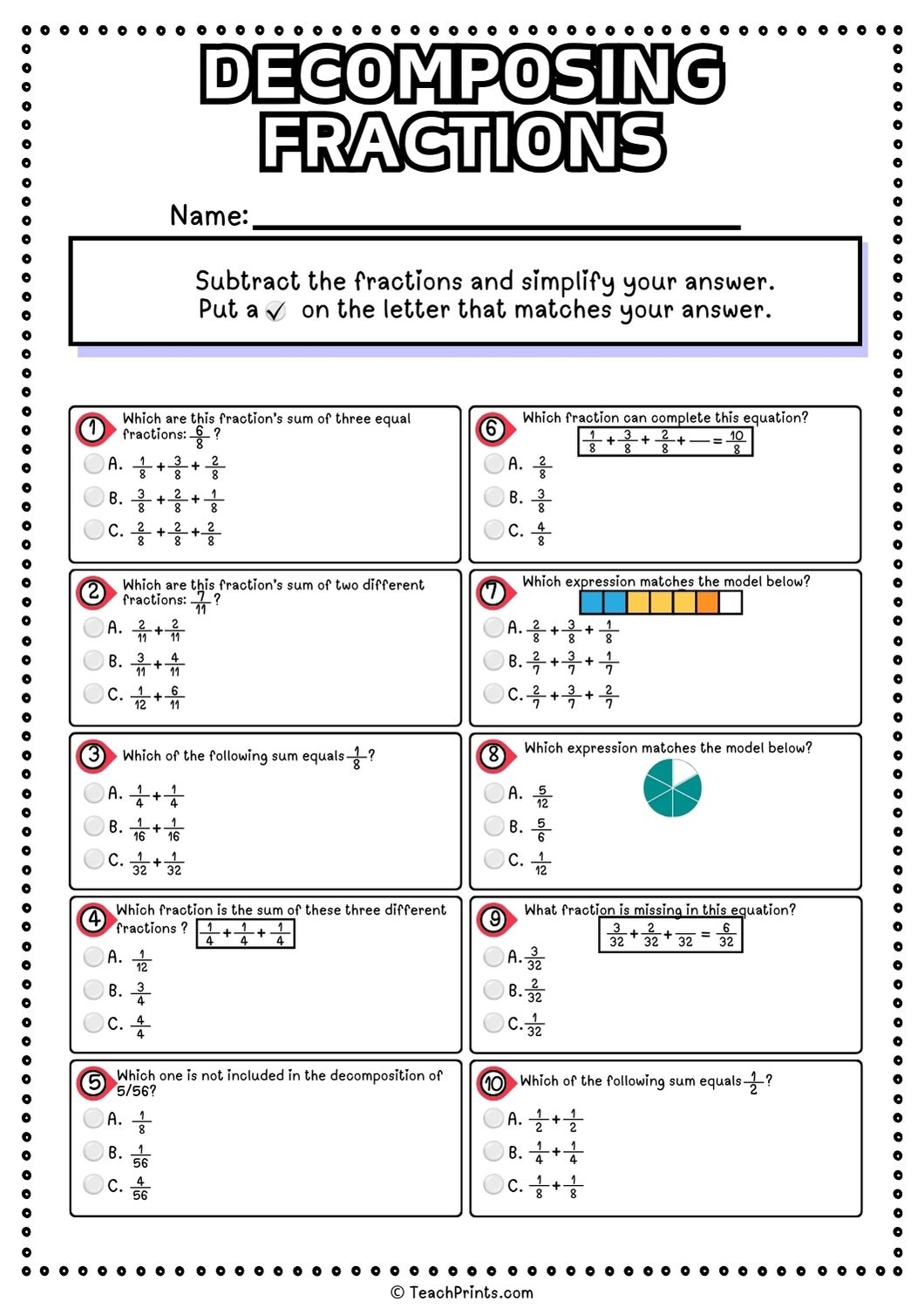 Free Decomposing Fractions Worksheets Teach Prints Free Decomposing Fractions Worksheets Teach Prints