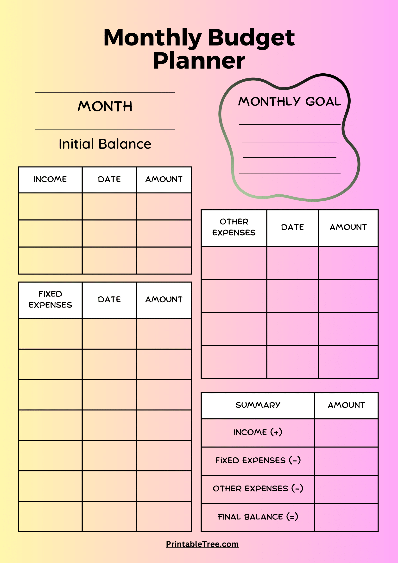 Free Printable Monthly Budget Worksheets Free Printable Monthly Budget Worksheets