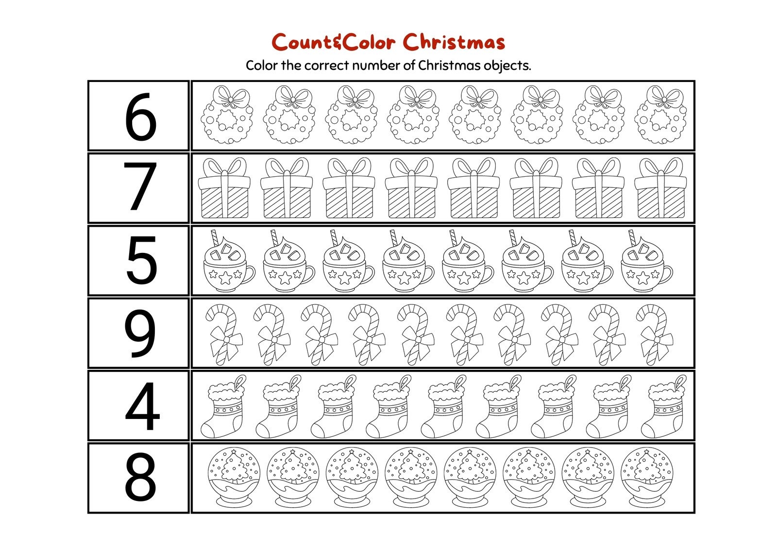 Free Printable Christmas Counting Worksheets
