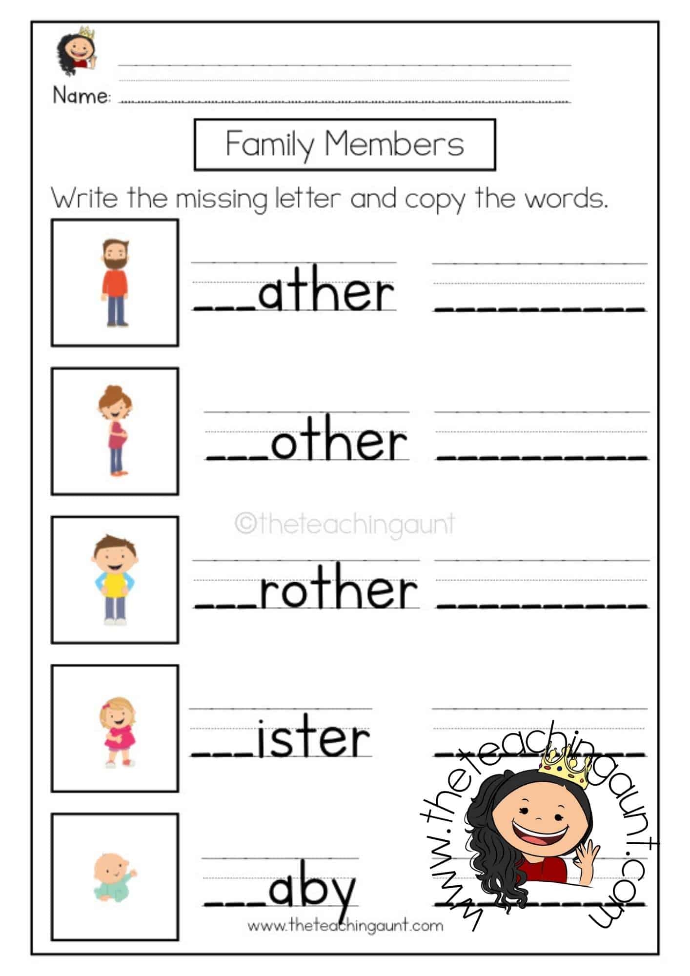 Free Family Members Worksheets For Preschool The Teaching Aunt Worksheets Library