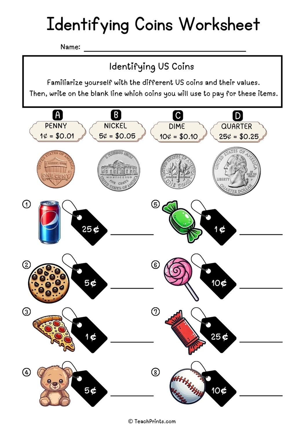 Free Identifying Coins Worksheets Teach Prints Free Identifying Coins Worksheets Teach Prints