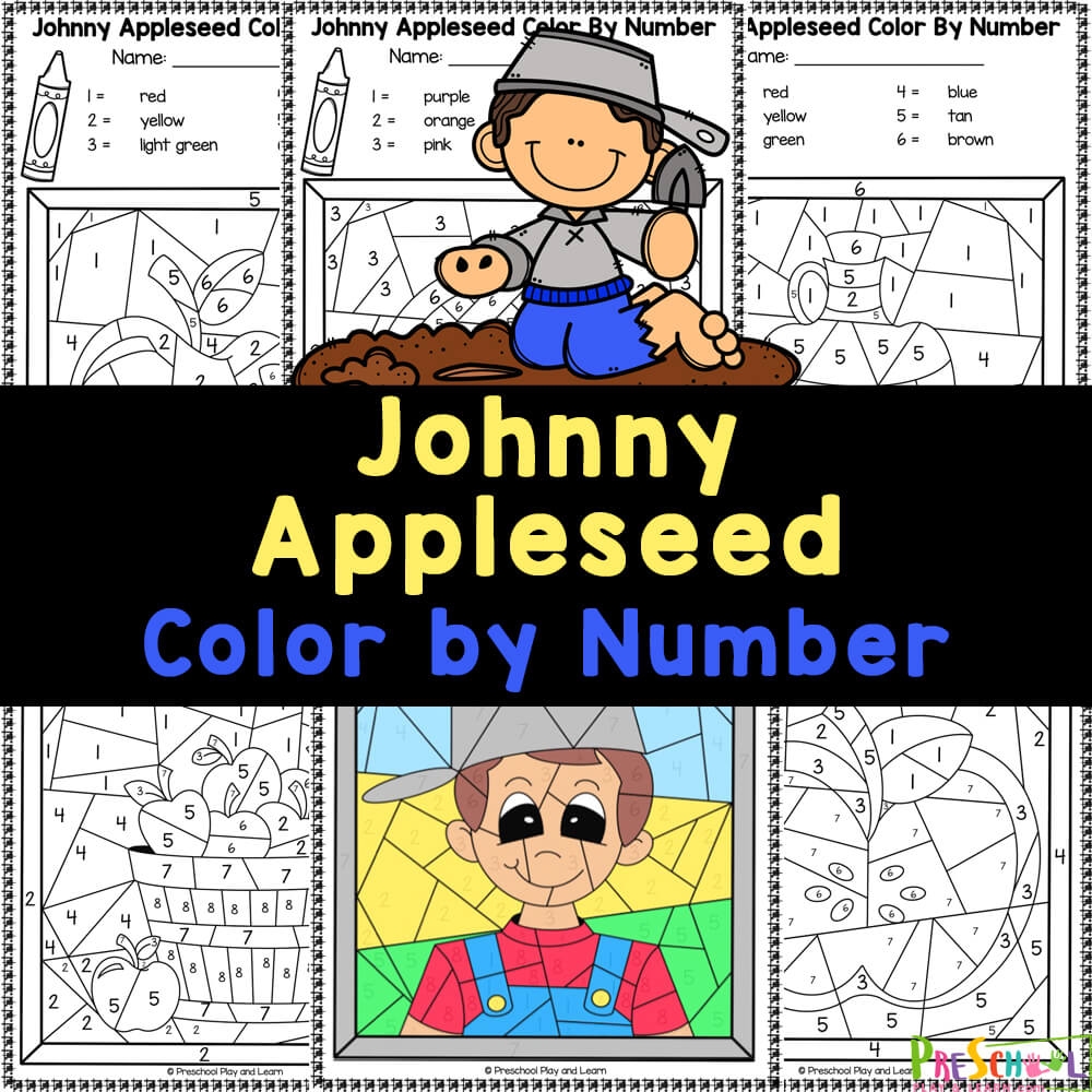FREE Johnny Appleseed Color By Number Worksheets FREE Johnny Appleseed Color By Number Worksheets