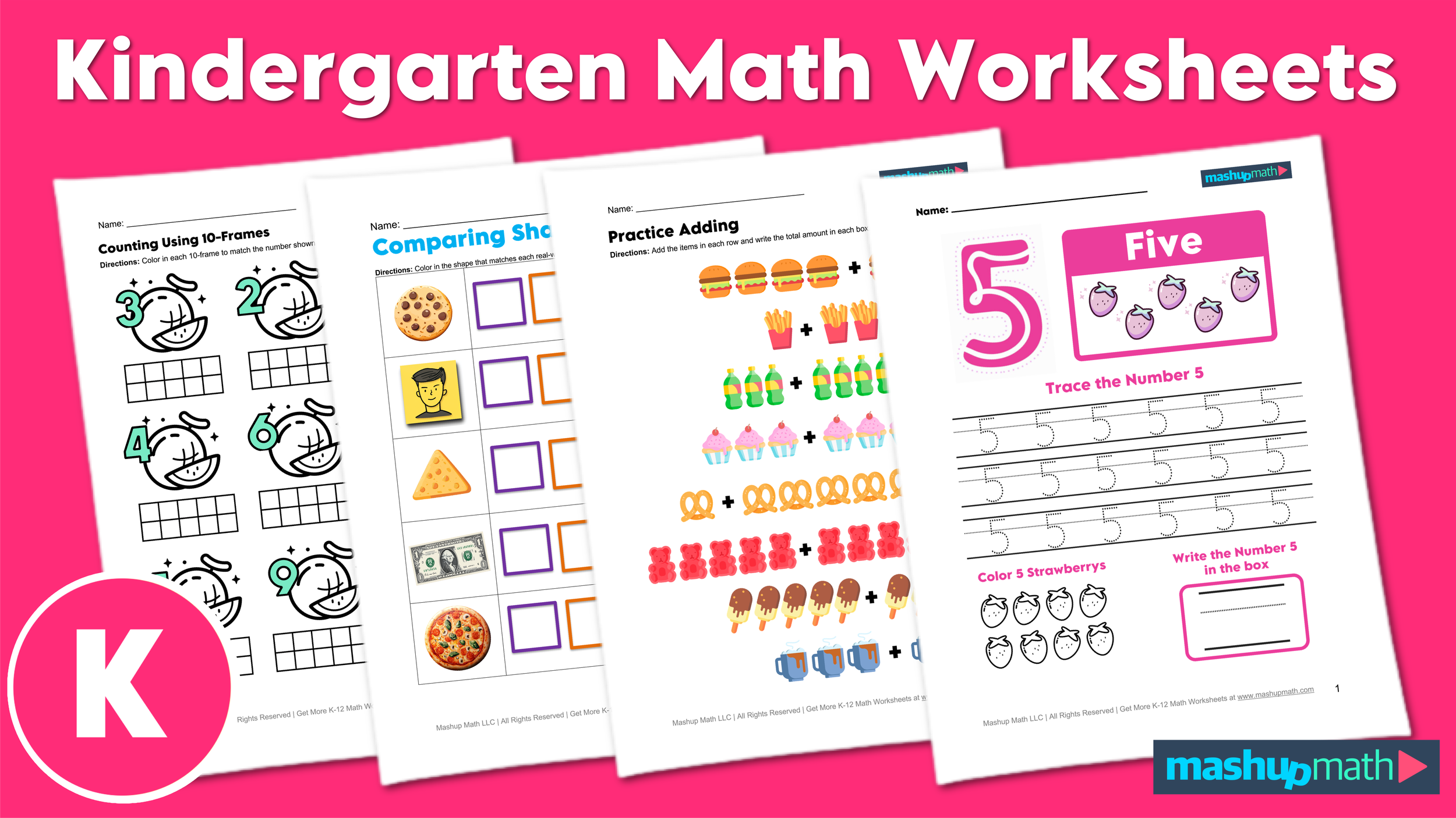 Free Kindergarten Math Worksheets Printable Mashup Math