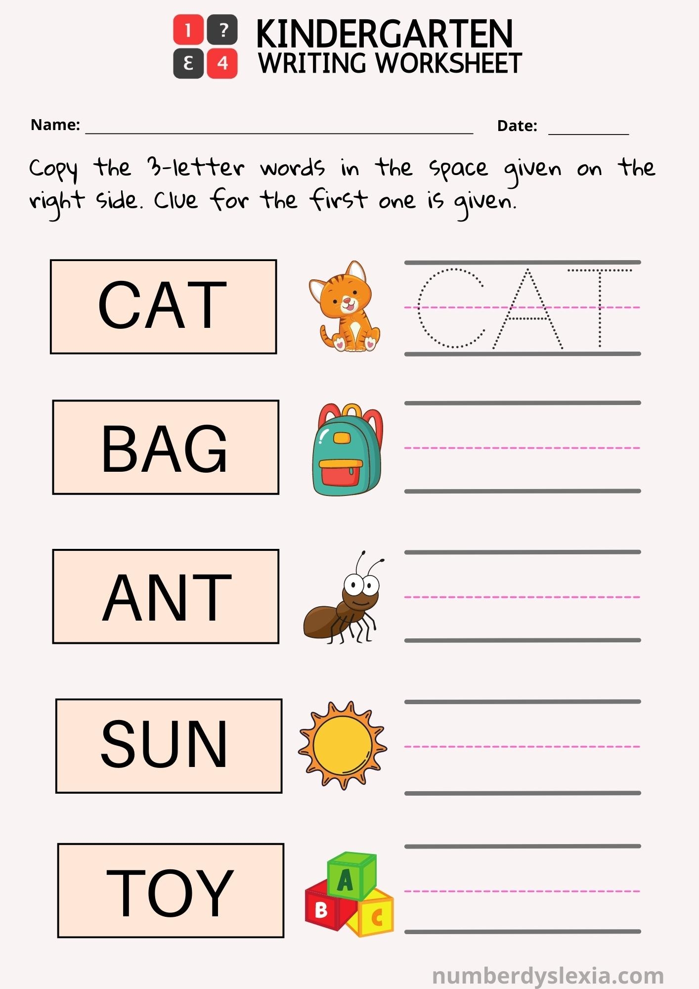 Free Kindergarten Writing Printable And Worsheet Kindermomma Worksheets Library