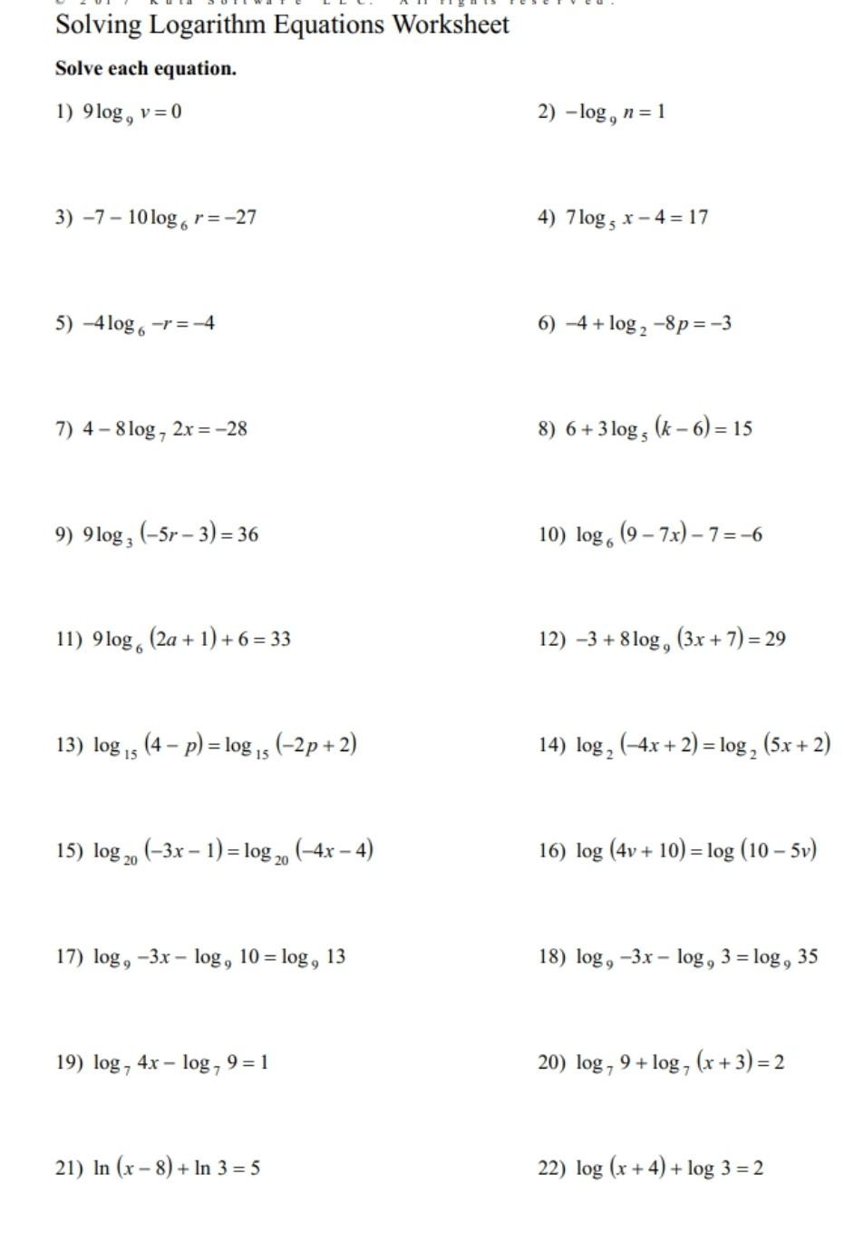 Free Logarithm Worksheet Download Free Logarithm Worksheet Png Images Free Worksheets On Clipart Library
