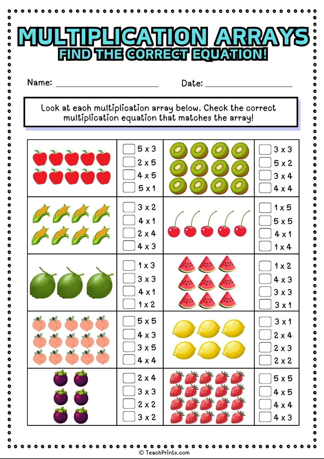 Free Multiplication Arrays Worksheets Teach Prints Free Multiplication Arrays Worksheets Teach Prints