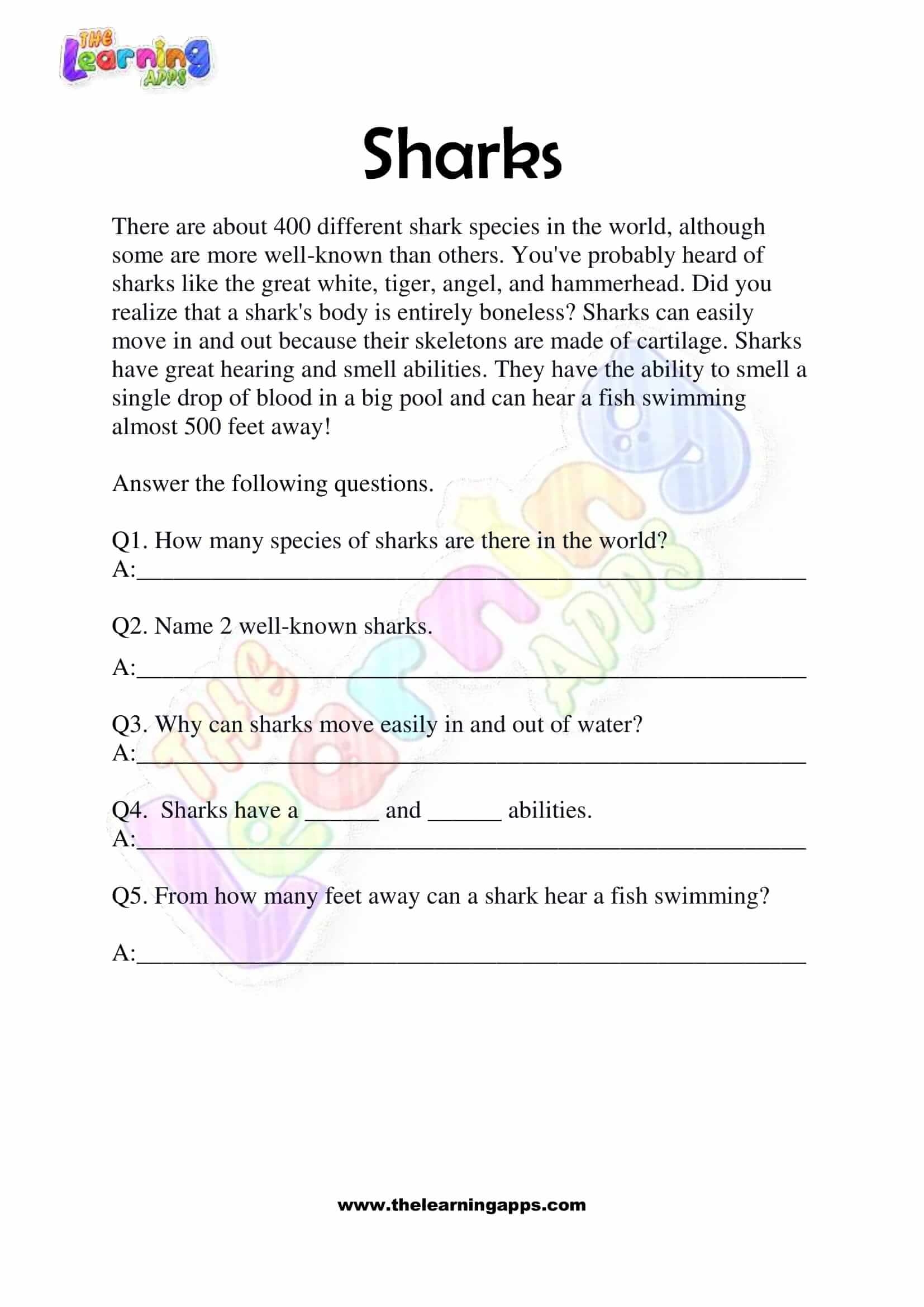 Printable Free Shark Reading Comprehension Worksheets Printable Free Shark Reading Comprehension Worksheets