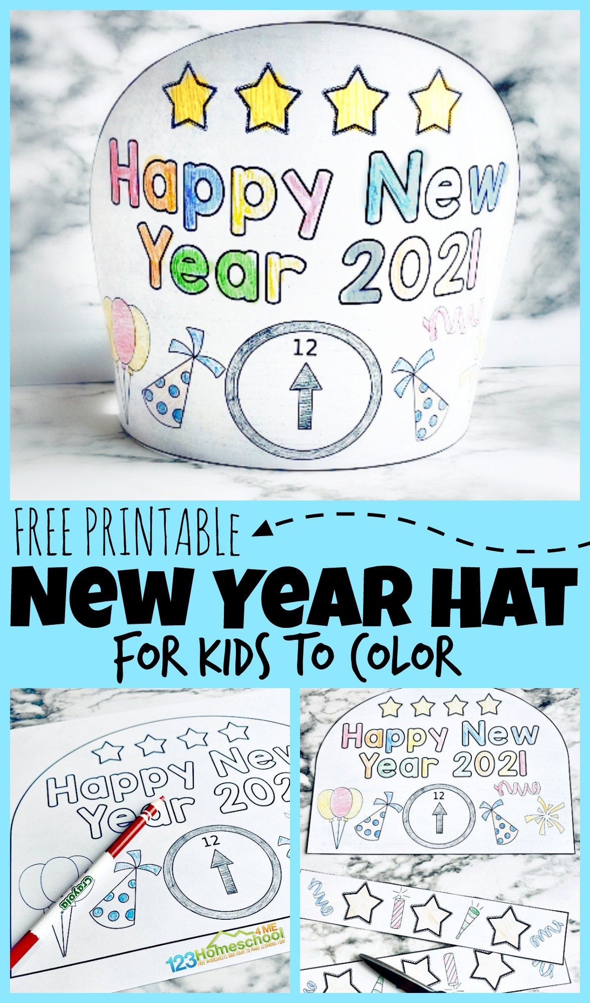 FREE Printable 2025 New Years Party Hats For Kids To Color FREE Printable 2025 New Years Party Hats For Kids To Color