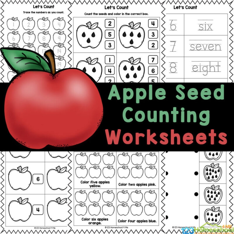 FREE Printable Apple And Apple Seed Counting Worksheets FREE Printable Apple And Apple Seed Counting Worksheets
