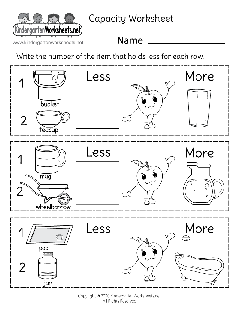 Free Printable Capacity Worksheet Free Printable Capacity Worksheet
