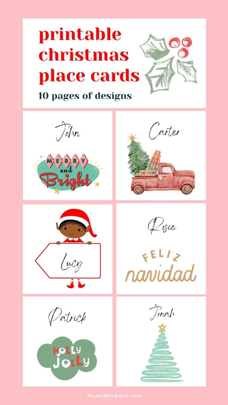Free Printable Christmas Place Cards 10 Pages Of Designs Worksheets Library
