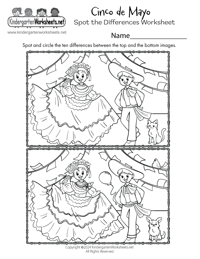 Free Printable Cinco De Mayo Spot The Differences Worksheet Free Printable Cinco De Mayo Spot The Differences Worksheet