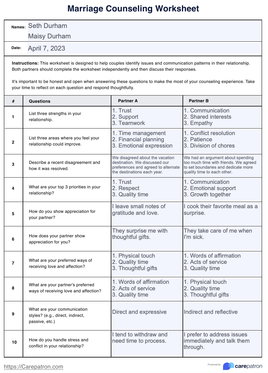 Free Printable Couples Therapy Worksheets Relationship Building 