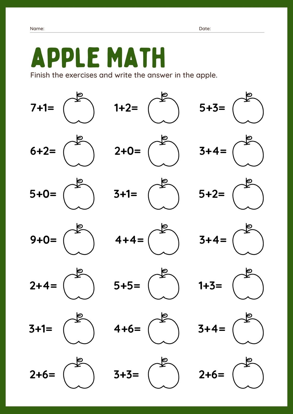 Free Printable Customizable Math Worksheet Templates Canva 