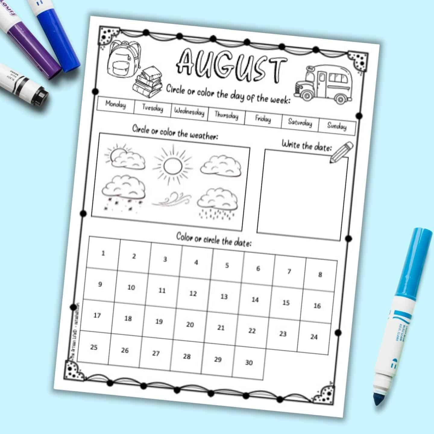 Free Printable December Calendar Worksheet For Kids The Artisan Life