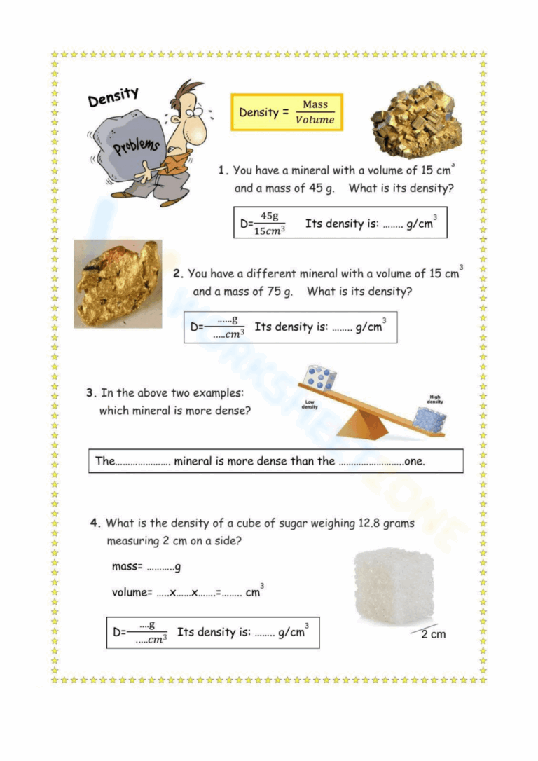 Free Printable Density Worksheets Density Of Matters Worksheets Library