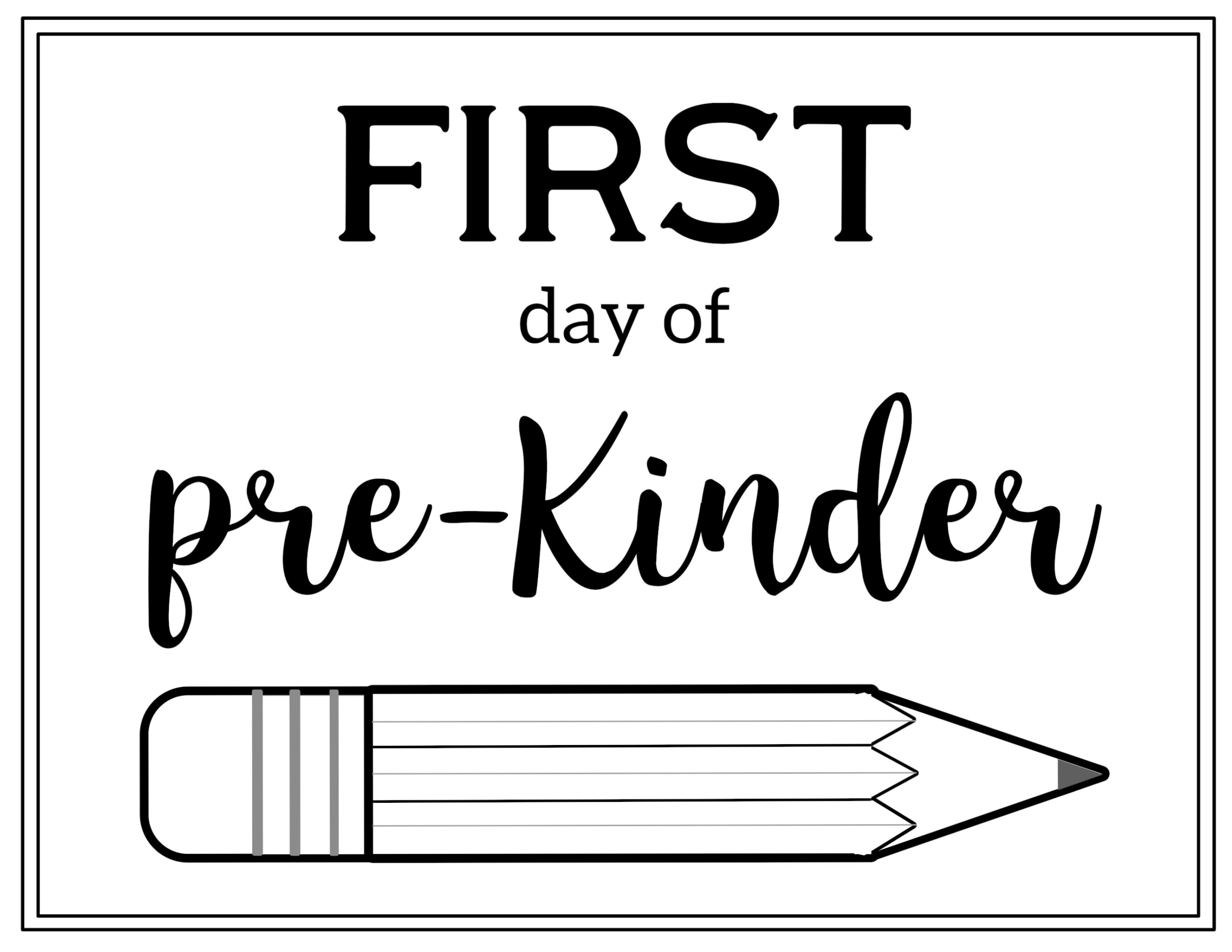 Free Printable First Day Of School Sign Pencil Paper Trail Design