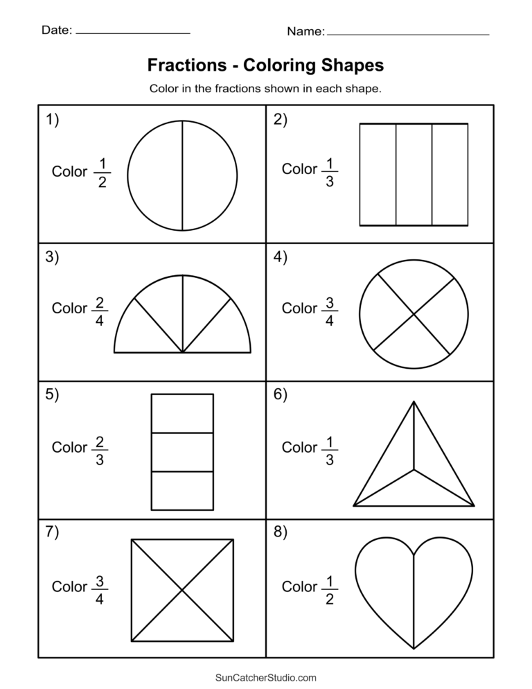 Free Printable Fractions Worksheets Comparing U0026 Identifying