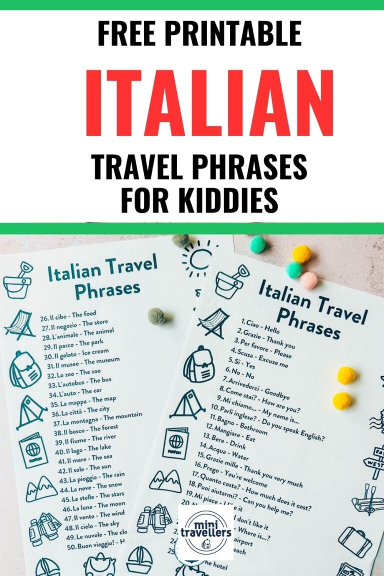 Free Printable Italian Travel Phrases For Kids Mini Travellers Family Travel U0026 Family Holiday Tips