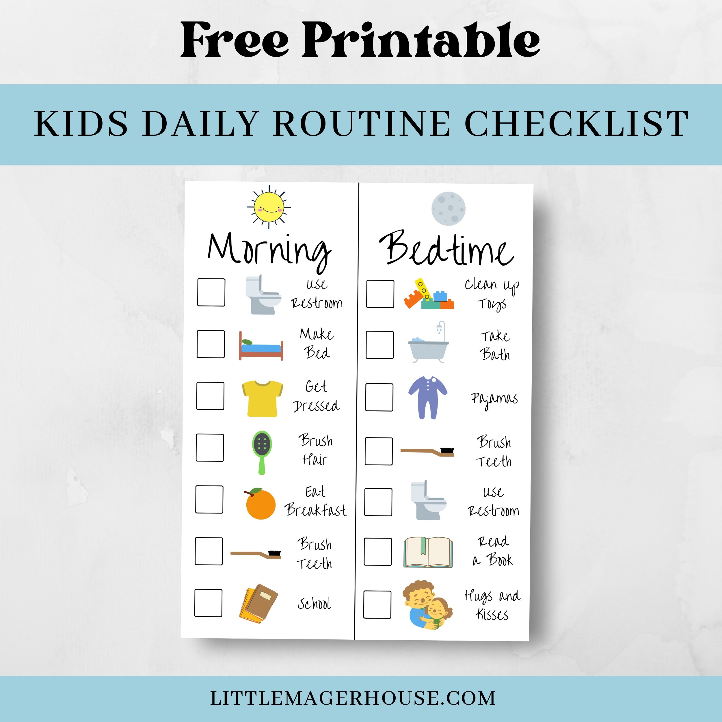 Free Printable Kids Daily Routine Checklist Little Mager House Free Printable Kids Daily Routine Checklist Little Mager House