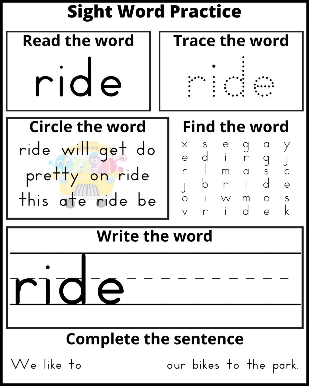 Free Kindergarten Worksheets For Sight Words