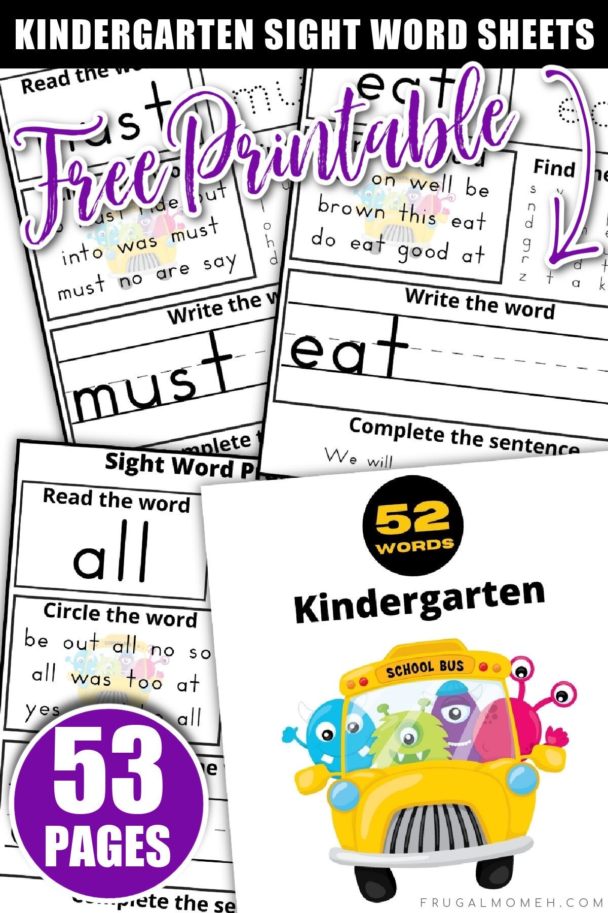 Free Printable Kindergarten Sight Word Practice Sheets Frugal 