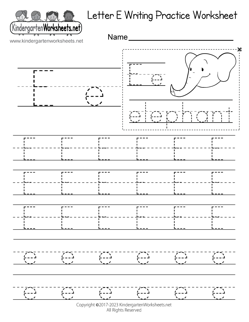 Free Printable Letter E Writing Practice Worksheet Free Printable Letter E Writing Practice Worksheet