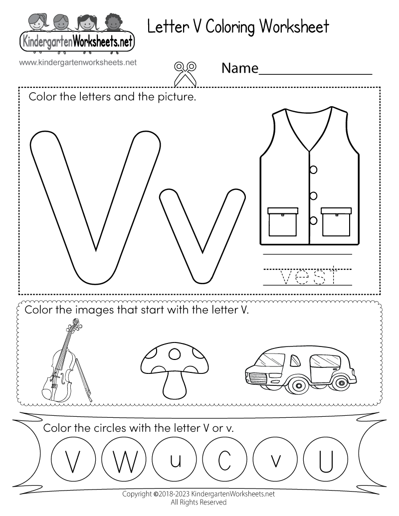 Free Printable Letter V Coloring Worksheet