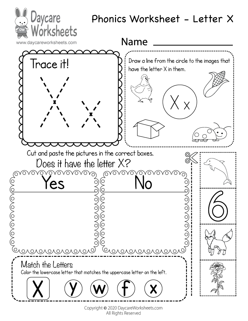 Free Printable Letter X Phonics Worksheet For Preschool Worksheets Library