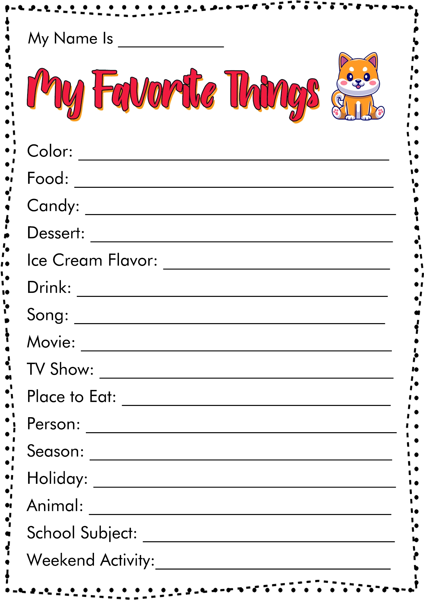 Free Printable My Favorite Things Worksheet Worksheets Library Free Printable My Favorite Things Worksheet Worksheets Library