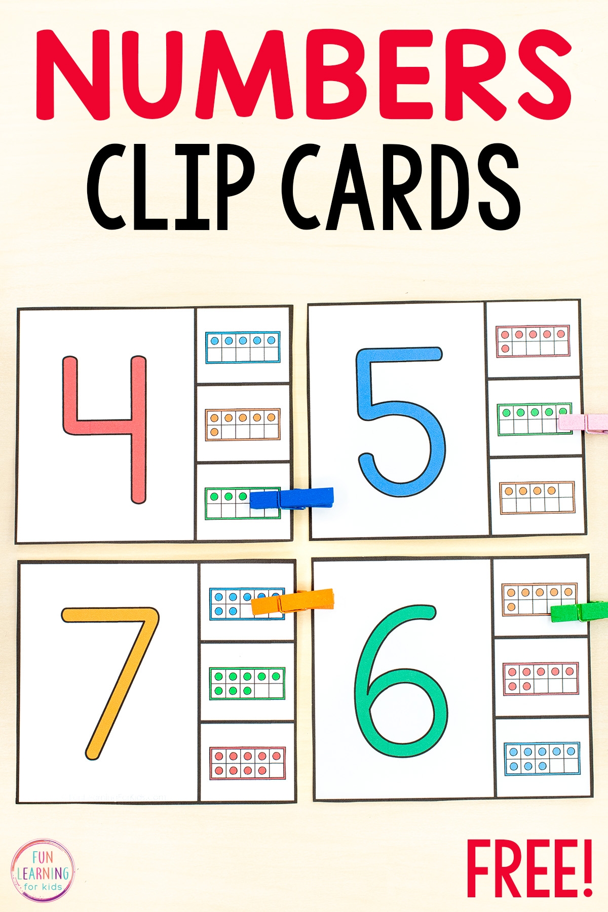 Free Printable Number Matching Clip Cards Free Printable Number Matching Clip Cards