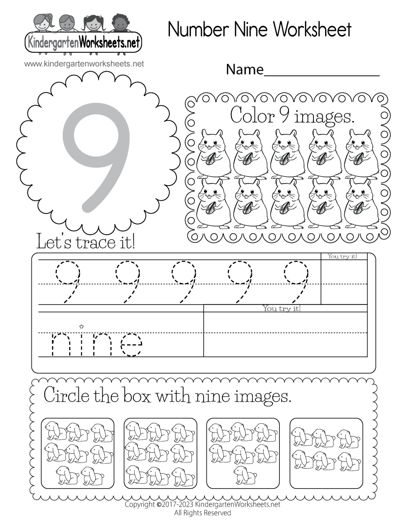 Free Printable Number Nine Worksheet Free Printable Number Nine Worksheet