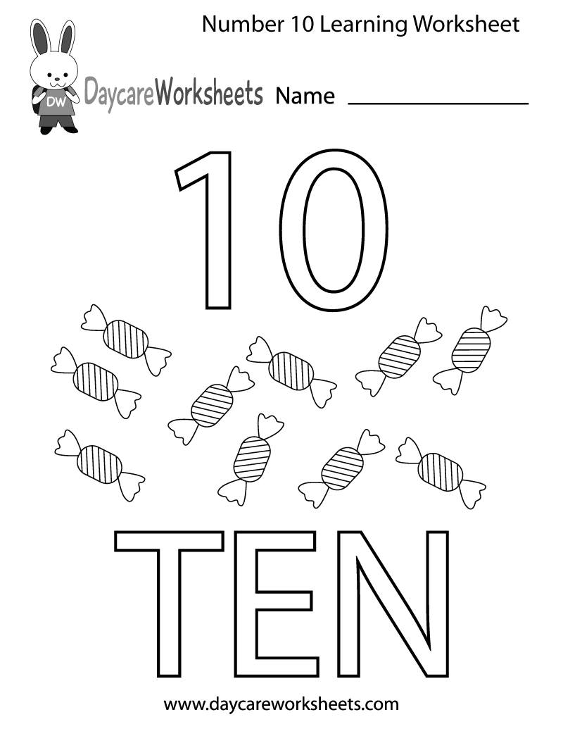 Free Printables Big Number 10 Preschoolers