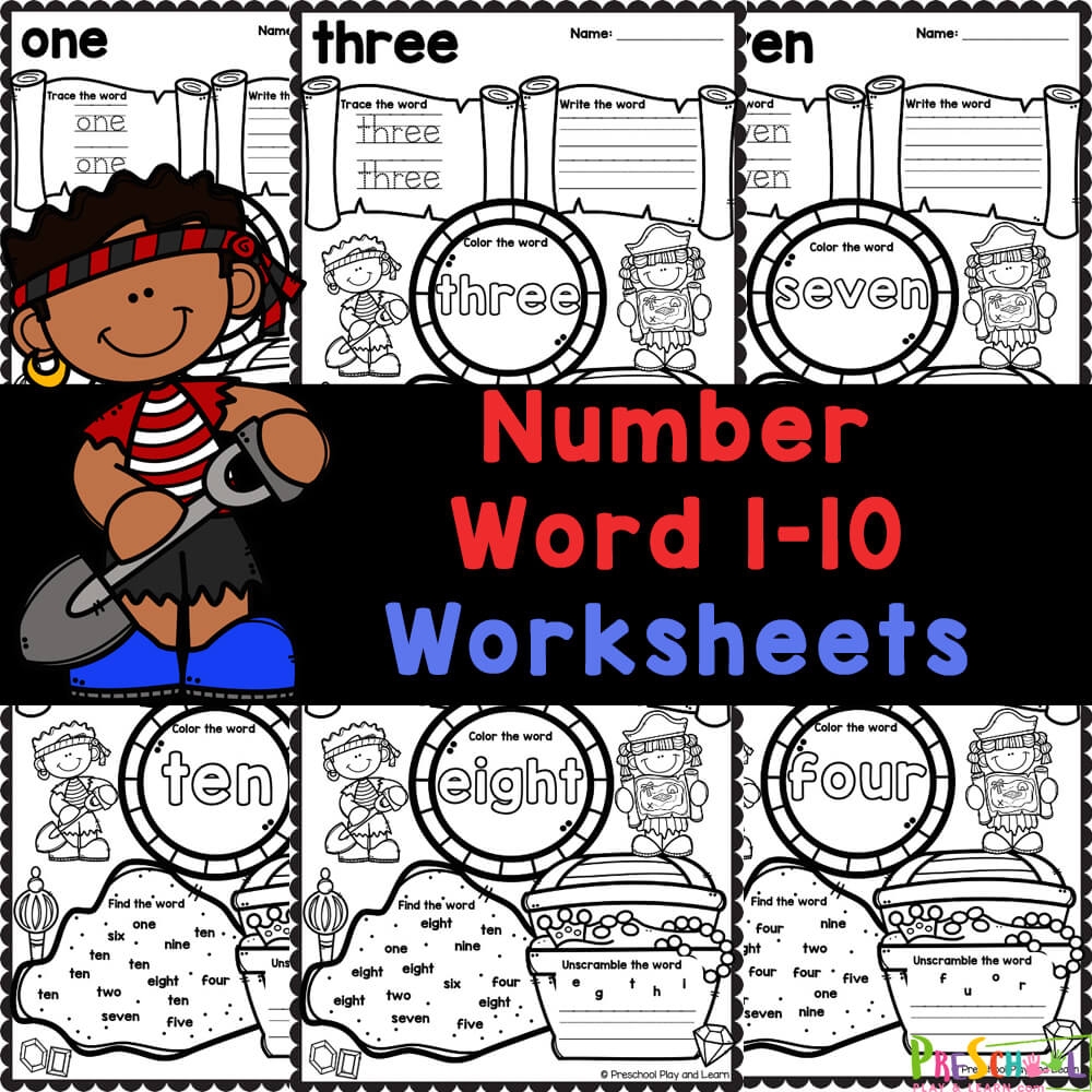 FREE Printable Number Word 1 10 Worksheets For Preschool