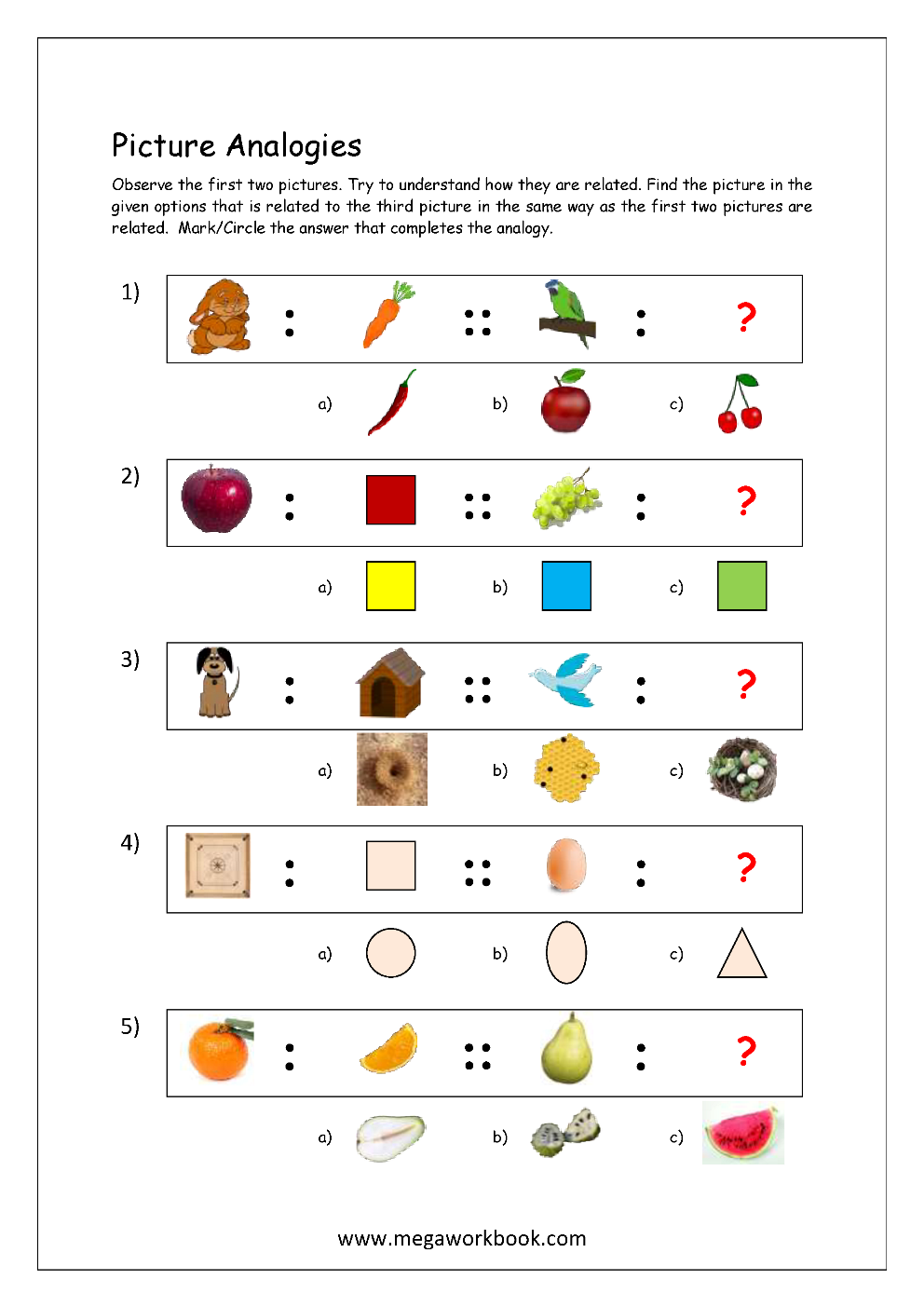 Free Printable Picture Analogy Worksheets Logical Reasoning Worksheets Library