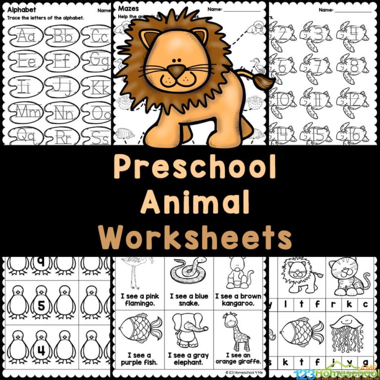FREE Printable Preschool Animal Worksheets