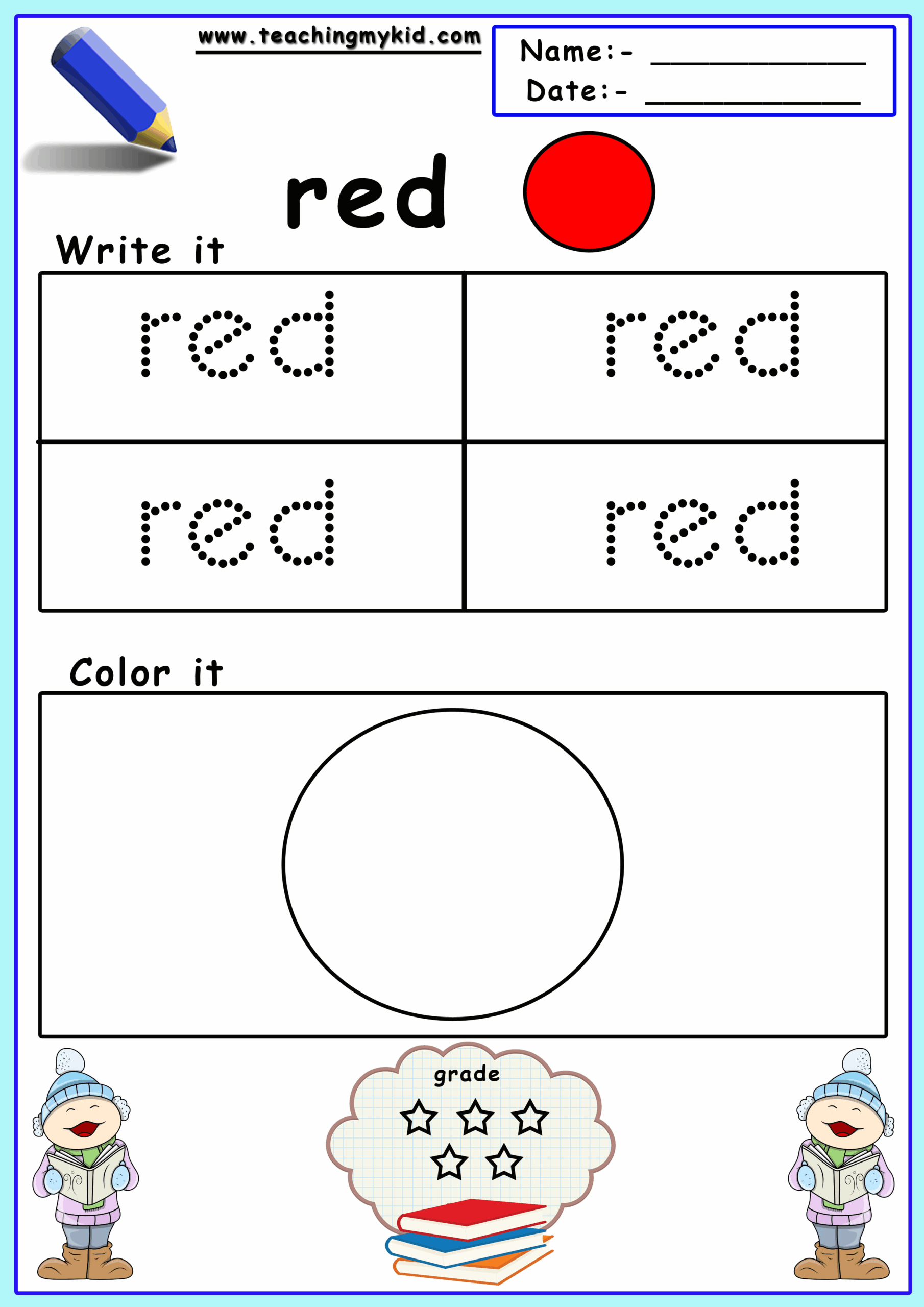 Free Printable Preschool Worksheets Color Identification Worksheets Library