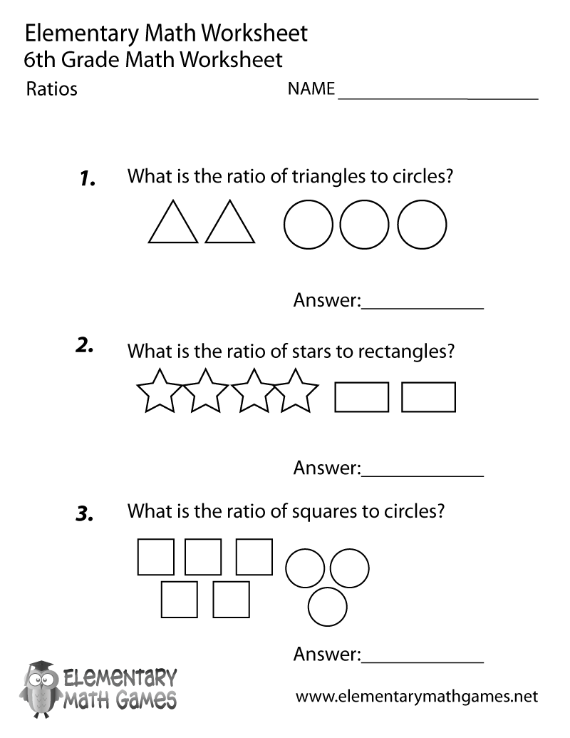 Free Printable 6 Grade Worksheets