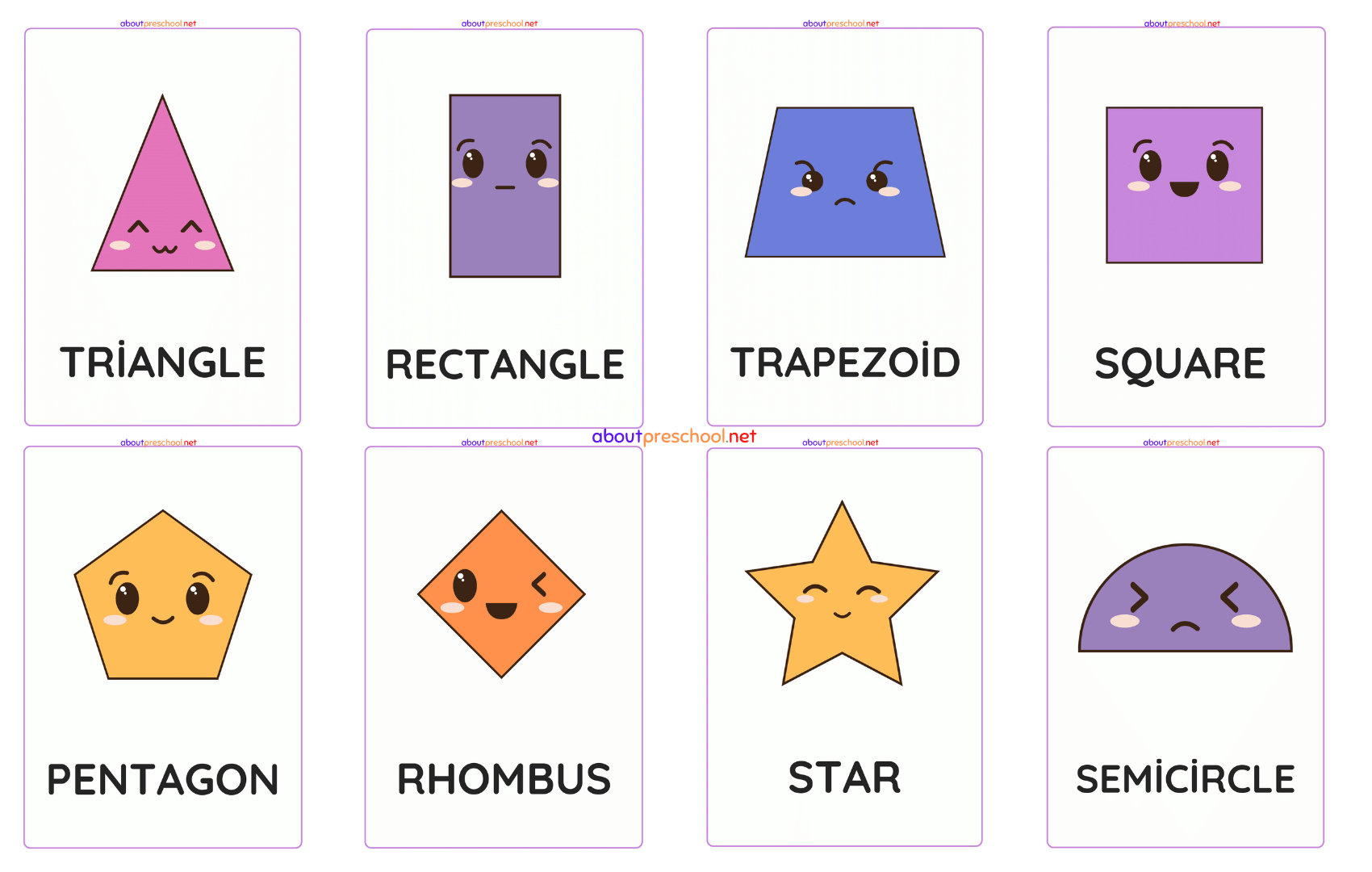 Printable Shapes Flash Cards Preschool