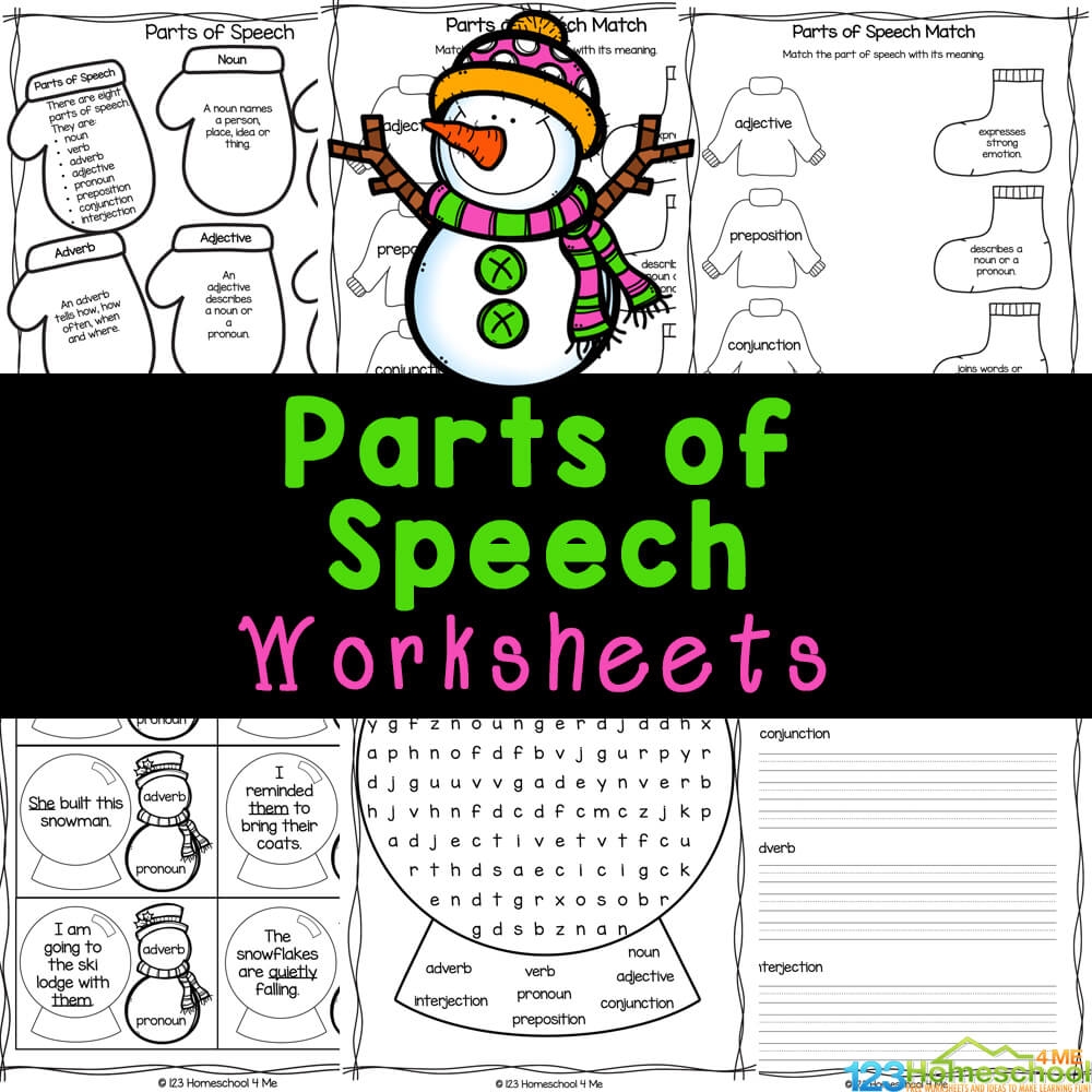 FREE Printable Winter Snowman Parts Of Speech Grammar Worksheets FREE Printable Winter Snowman Parts Of Speech Grammar Worksheets