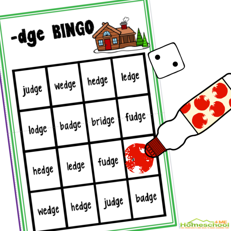 FREE Printable Words That End With Ge And Dge Phonics Game FREE Printable Words That End With Ge And Dge Phonics Game