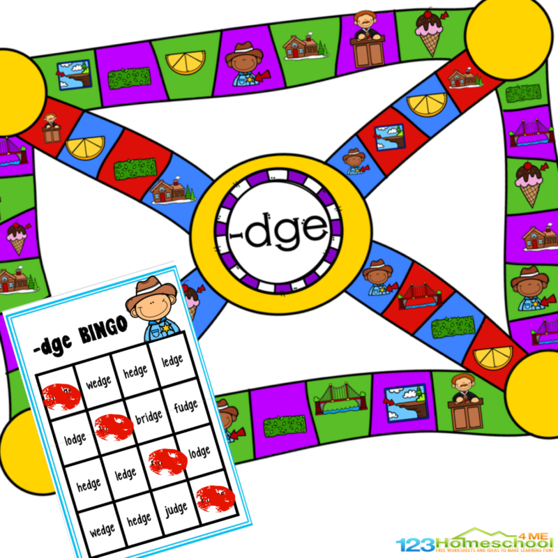 FREE Printable Words That End With Ge And Dge Phonics Game FREE Printable Words That End With Ge And Dge Phonics Game
