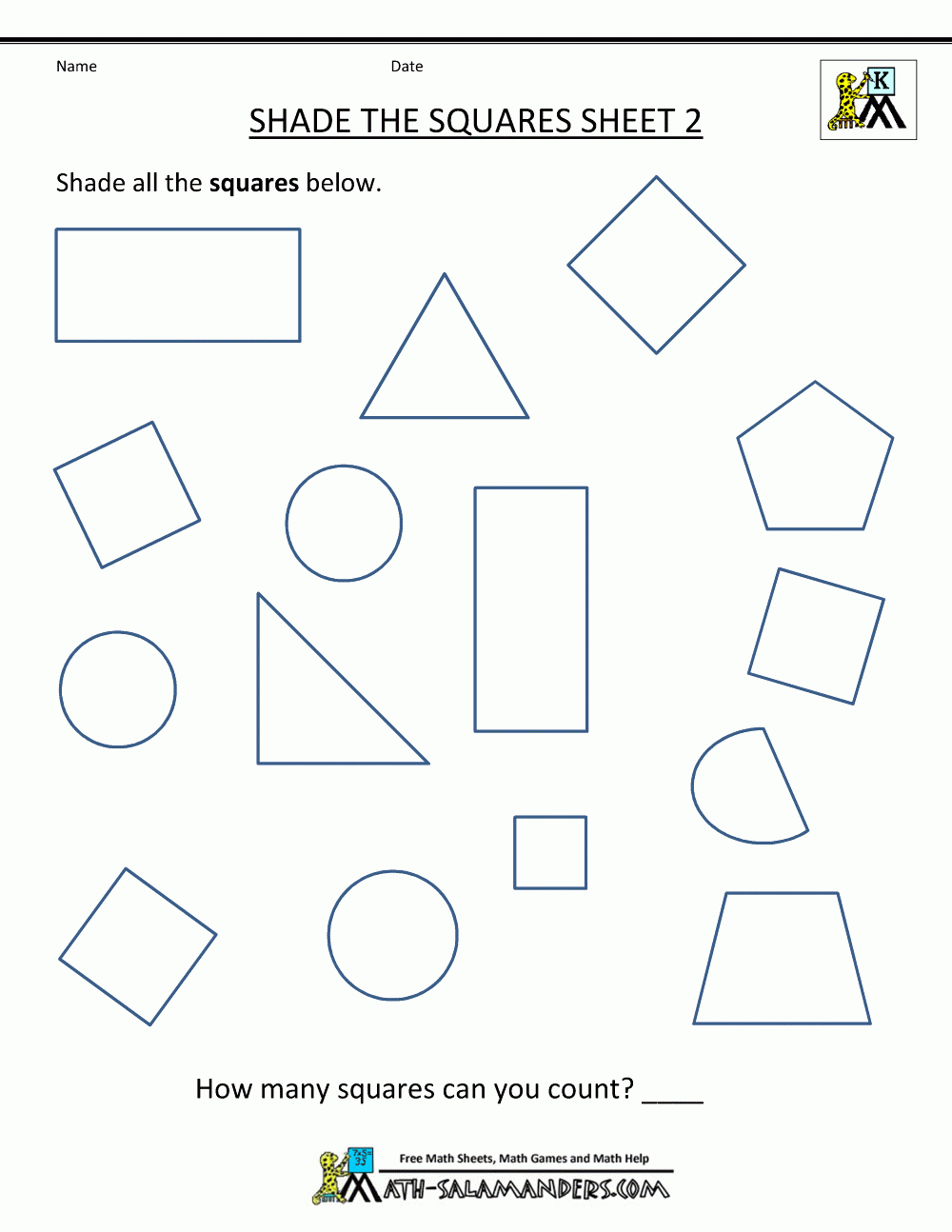 Free Shape Worksheets Kindergarten