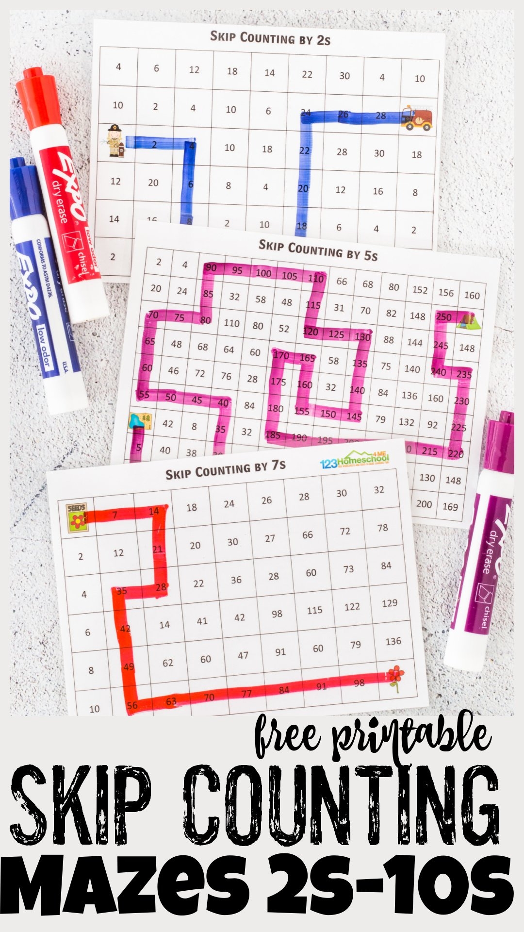FREE Skip Counting Mazes Worksheets 2s 10s FREE Skip Counting Mazes Worksheets 2s 10s