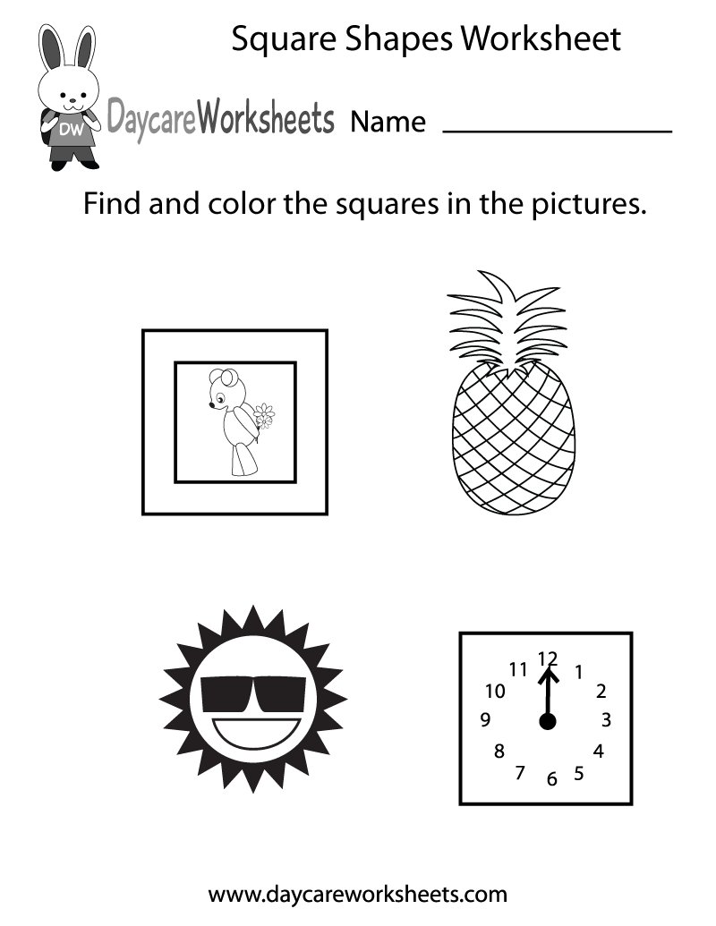 Free Square Shapes Worksheet For Preschool Free Square Shapes Worksheet For Preschool