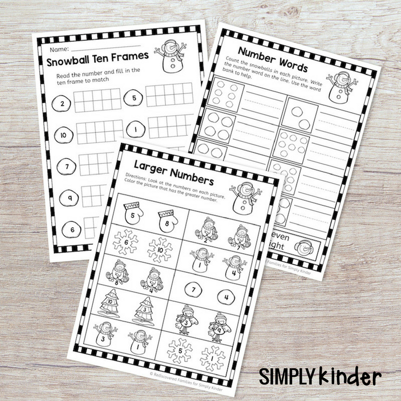 Winter Math Worksheet For Kindergarten
