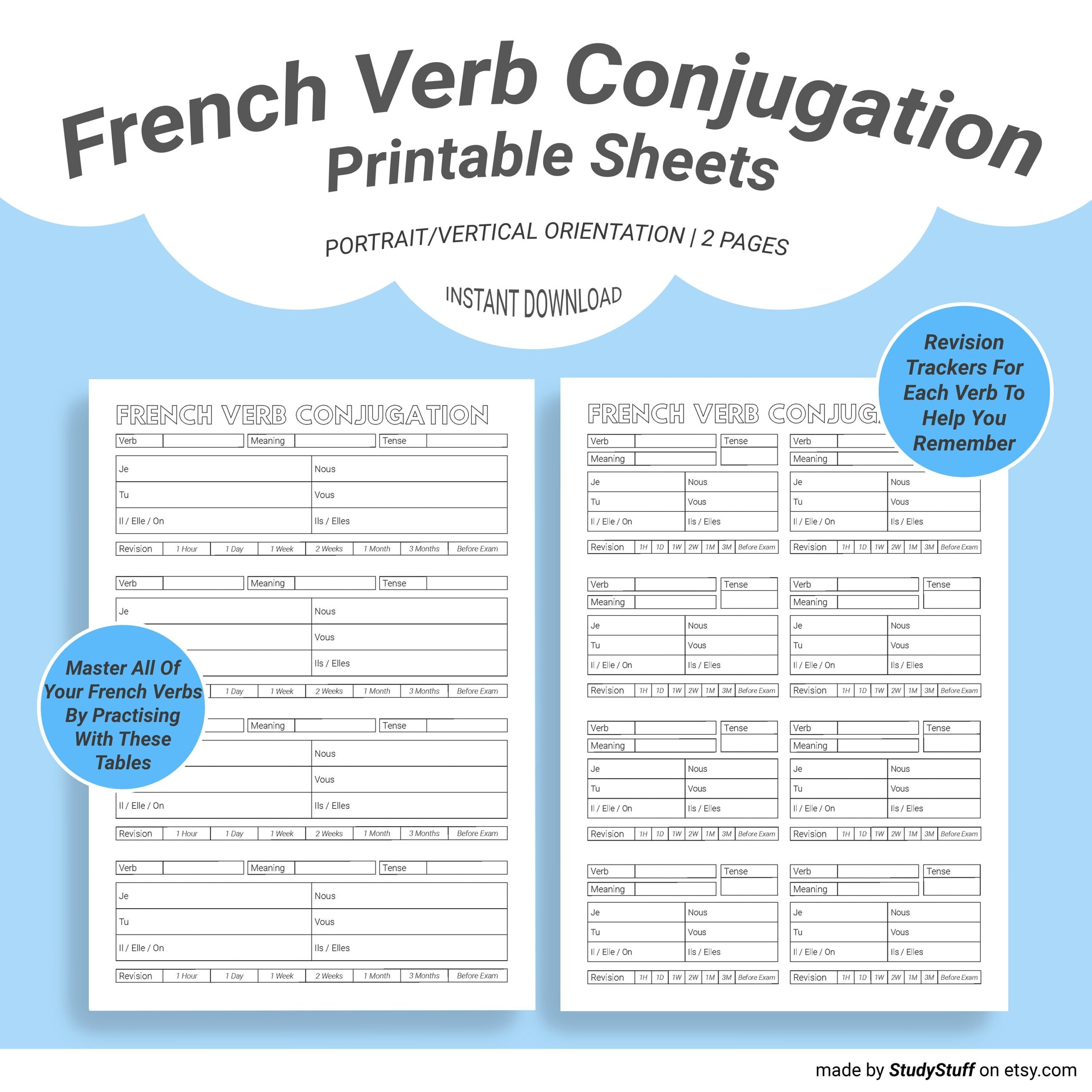 French Language Verb Conjugation Practice Worksheets Printable La Conjugaison Des Verbes Fran ais Student Study Printables Download French Language Verb Conjugation Practice Worksheets Printable La Conjugaison Des Verbes Fran ais Student Study Printables Download