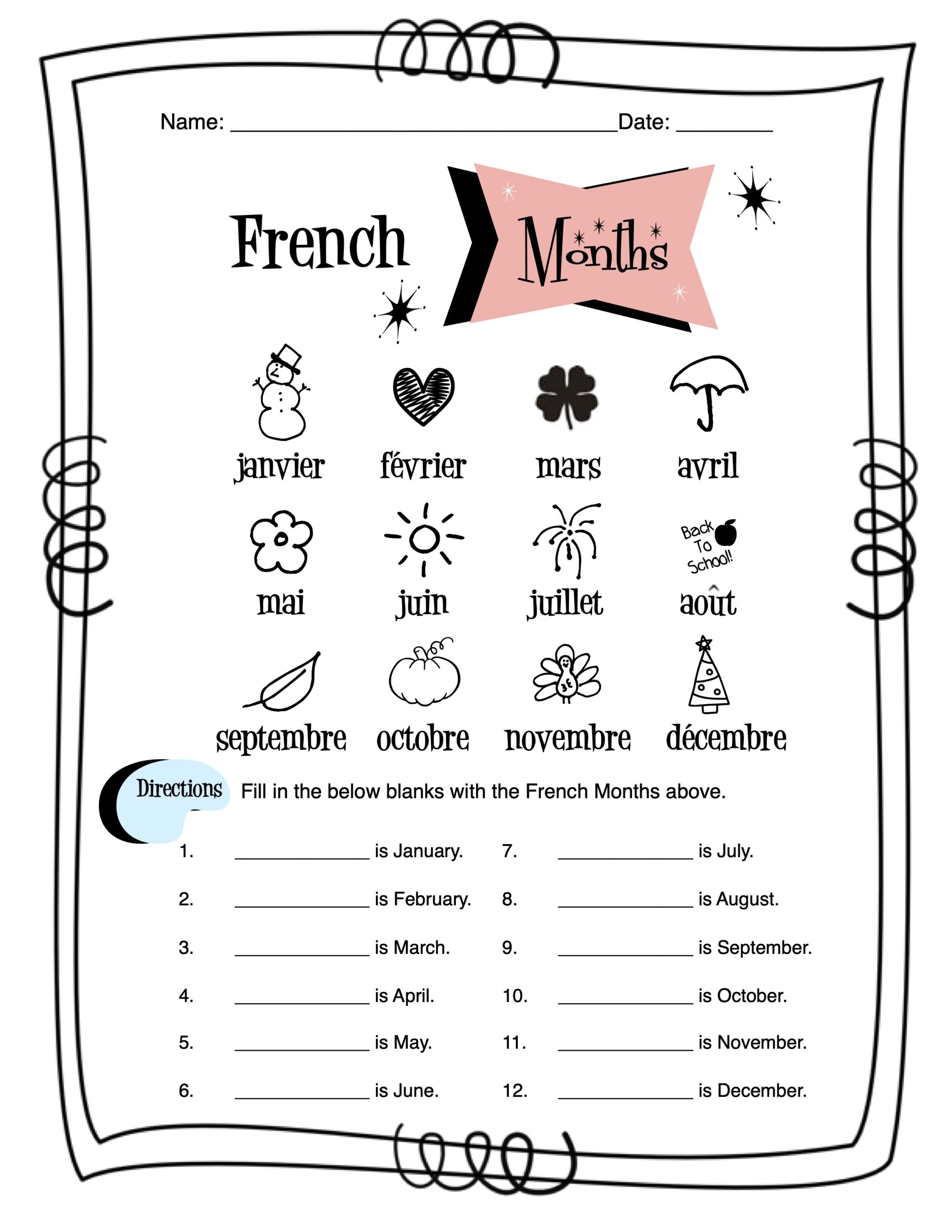 French Months Of The Year Worksheet Packet Made By Teachers French Months Of The Year Worksheet Packet Made By Teachers