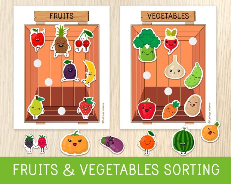 Fruits U0026 Vegetables Sorting Activity Preschool Worksheets