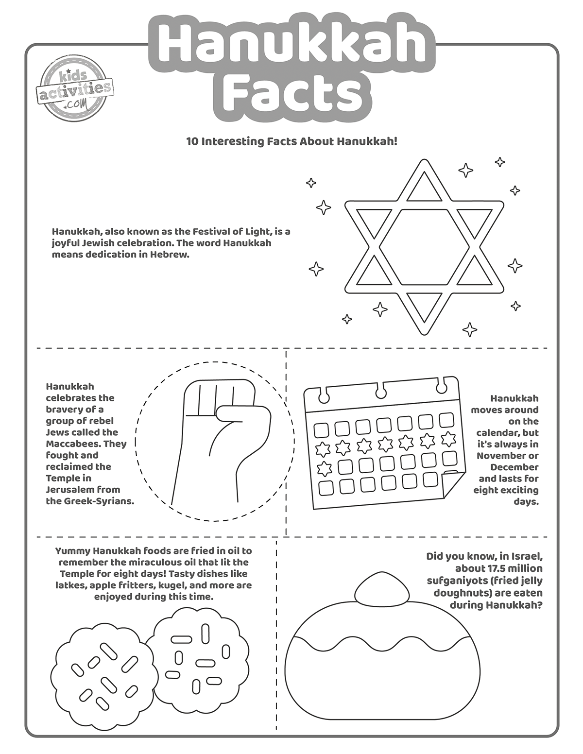 Preschool Hanukkah Printables